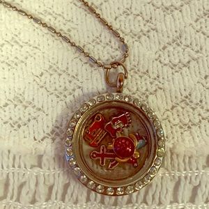 Silver with Rhinestones Charm Necklace